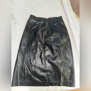 Vintage leather Black Pencil Skirt
